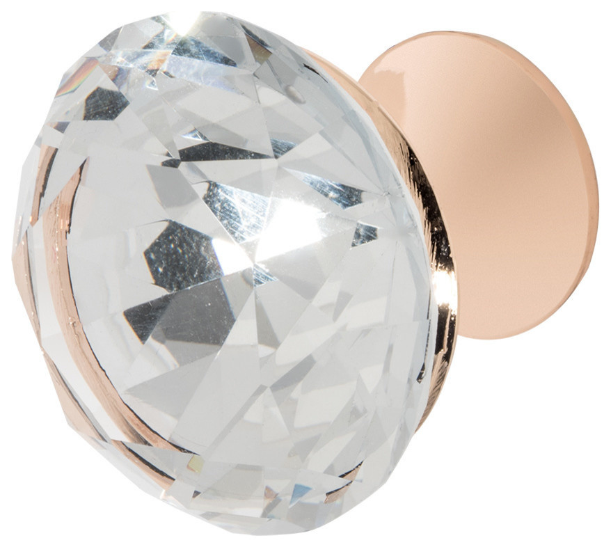 Wisdom Stone Rose Gold Drawer Knob With Crystal, Nina Contemporary