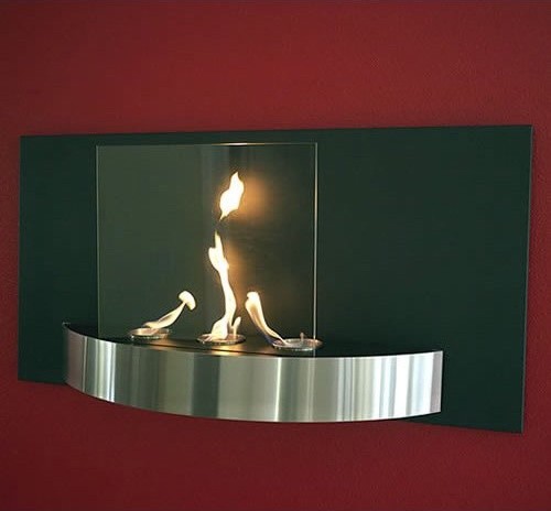 Vivo Wall Mounted Fireplace Tempered Clear Glass Black Heat Resistant and Brushe