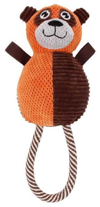 Plush Huggabear Natural Jute And Squeak Chew Tugging Dog Toy, Orange/Dark Brown