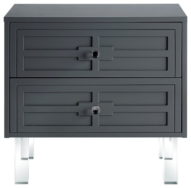 Martina Lacquer Finish Lucite Leg And Handle Side Table Martina Lacquer Finish Lucite Leg And Handle Side Table Dark Grey