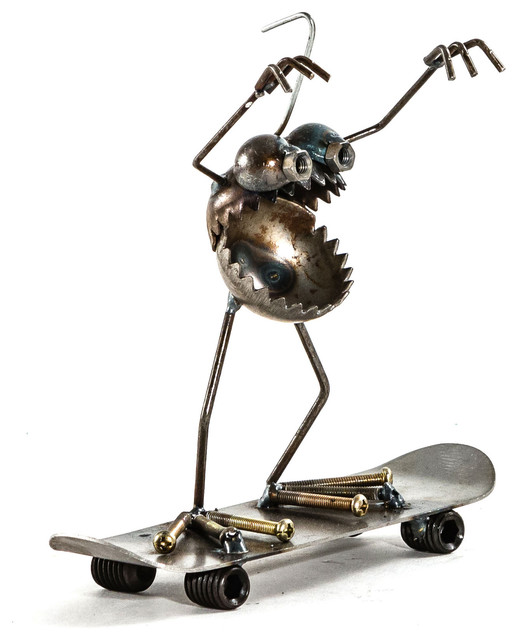 Sugarpost Mini Gnome Be Gone Snowboarder Welded Metal Art Sculptures