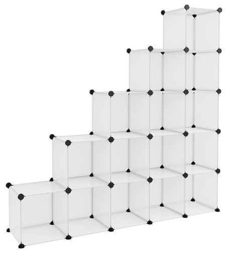 vidaXL Storage Cube Organizer with 15 Cubes Modular Book Shelf Transparent PP