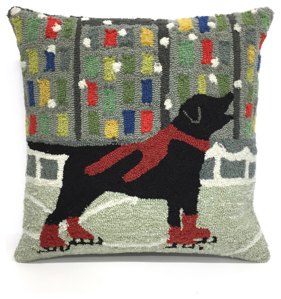 Frontporch Holiday Ice Dog Pillow, 18" Square, Red