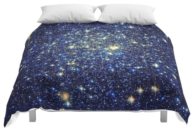 Society6 Galaxy Stars Midnight Blue Gold Comforter