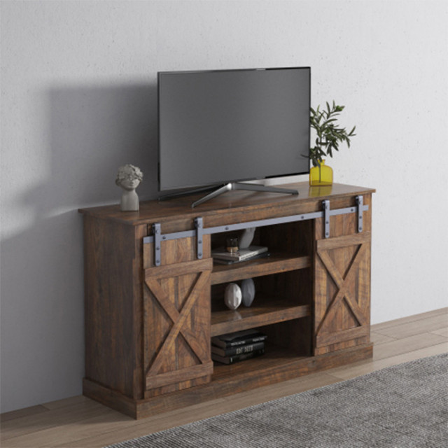 Farmhouse Espresso TV stand 65 inch flat media console table storage