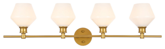 Living District 4-Light Brass and Frosted White Glass Wall Sconce
