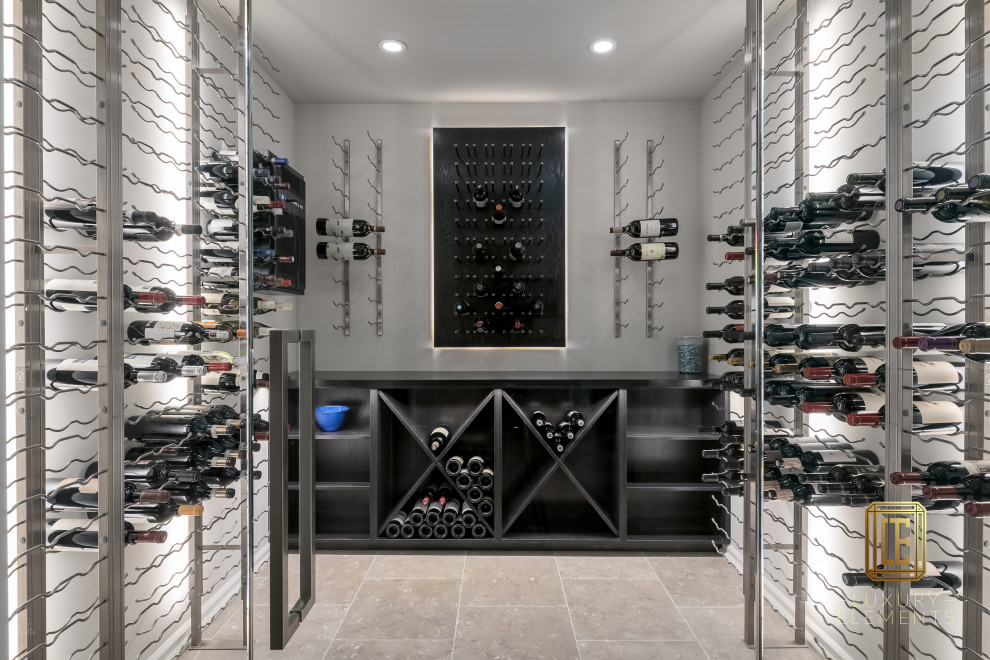 Design ideas for a mid-sized modern wine cellar in Chicago.