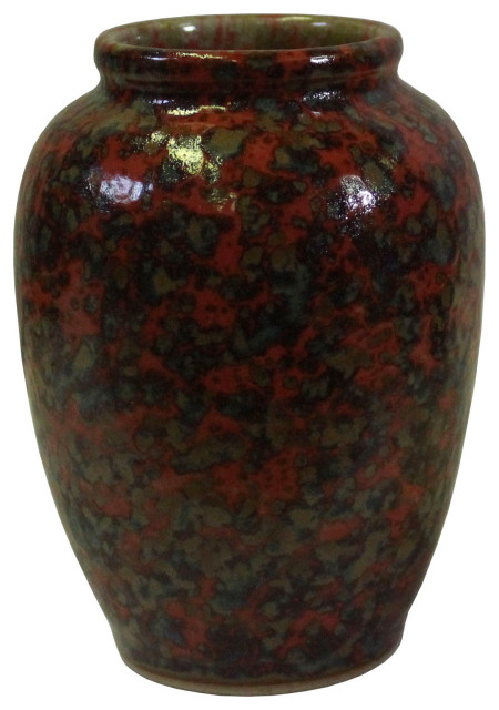 Chinese Handmade Ox Blood Red Marks Ceramic Accent Vase Hws343