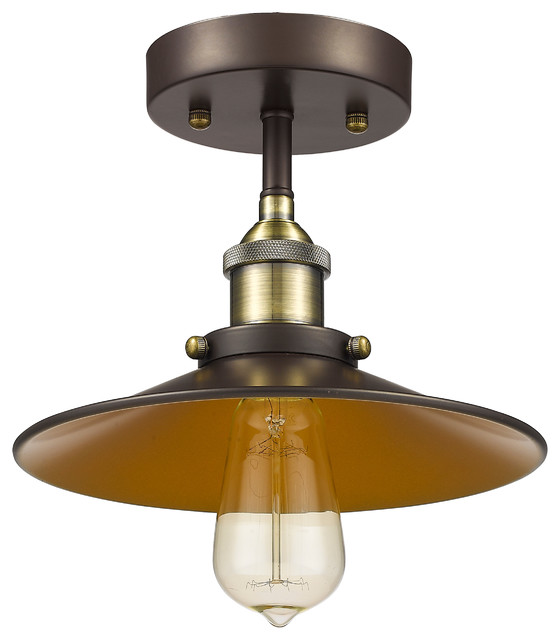 Ironclad 1 Light Rubbed Bronze Semi Flush Ceiling Fixture Ironclad 1 Light Rubbed Bronze Semi Flush Ceiling Fixture