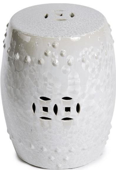 Garden Stool Crystal Shell Vase Backless Antique White Ceramic