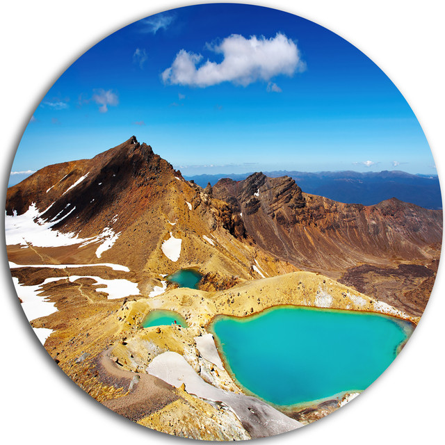 New Zealand Emerald Lakes, Photo Disc Metal Artwork - Contemporary