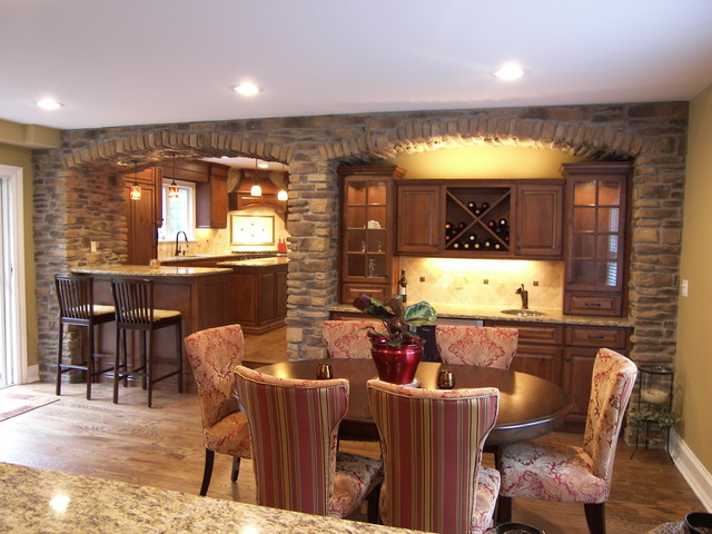 Eclectic Kitchen Newark double stone archway and full over lay cabinets eclectic-kitchen