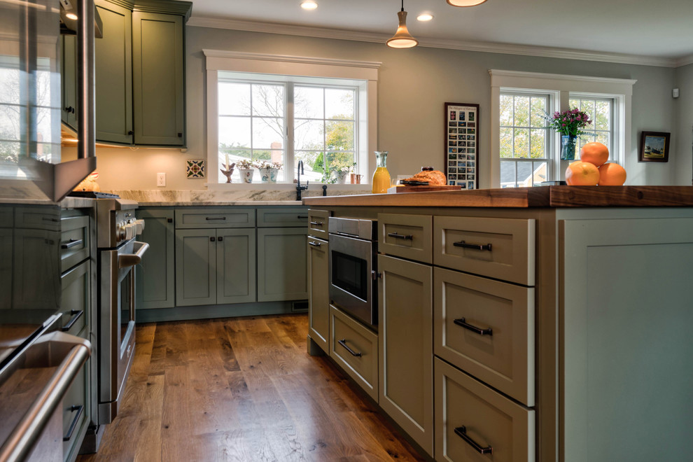 Moss Green Kitchen Eclectic Kitchen Boston by White Wood Kitchens