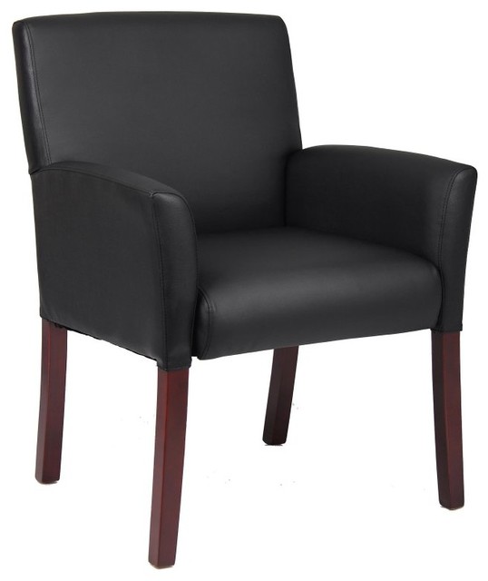 Boss Box Arm Guest Chair With Mahogany Finish