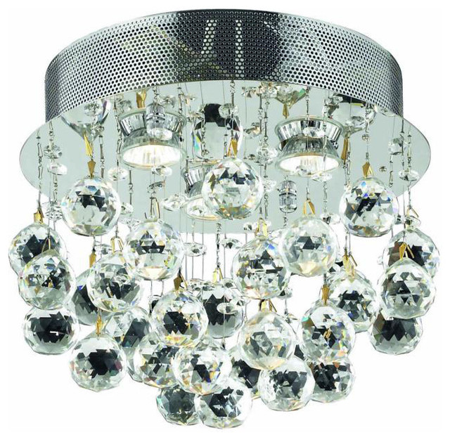 Galaxy 3 Light Chrome Flush Mount Clear Swarovski Elements Crystal