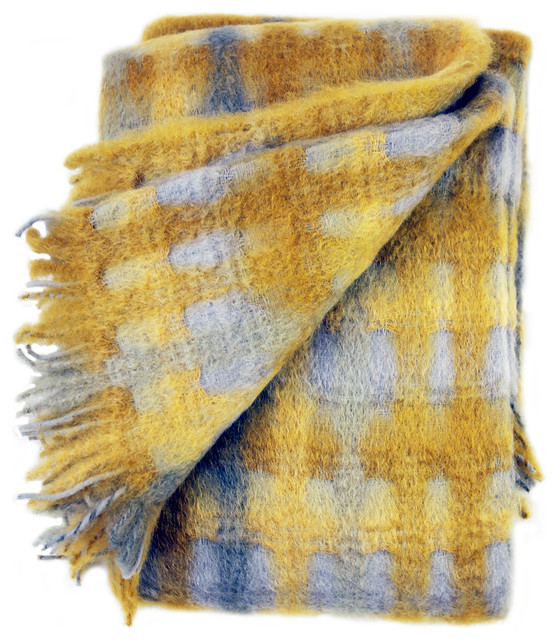 Mia Mustard/Gray Color Throw Contemporary Throws by Room With a