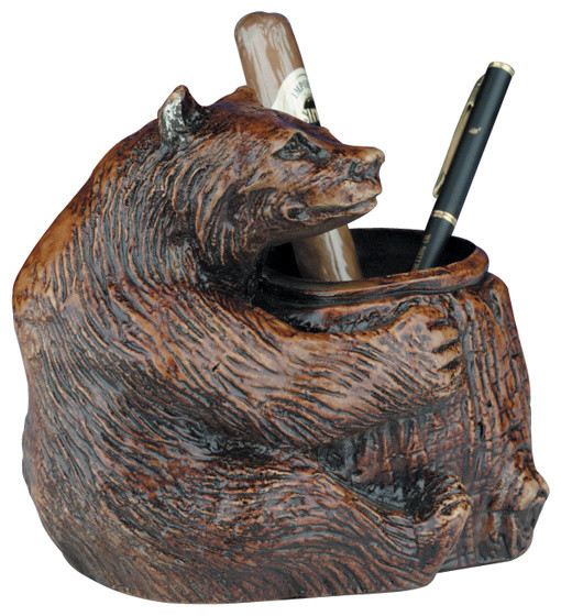 Bear Pen And Pencil Holder Rustic Desk Accessories By