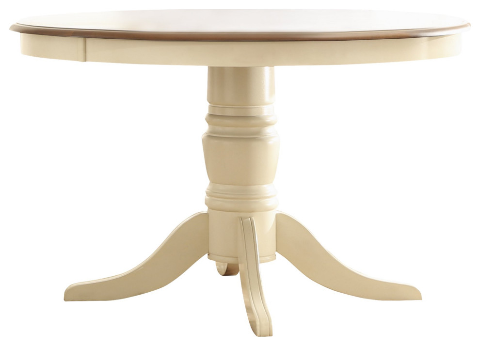 Traditional Dining Table, Pedestal Rubberwood Base With Round Top
