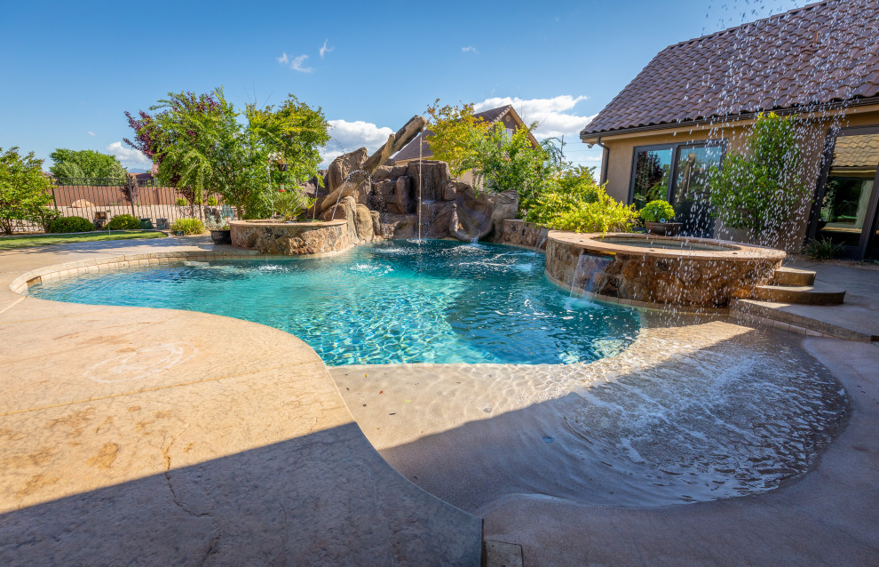 Pool - rustic custom-shaped pool idea