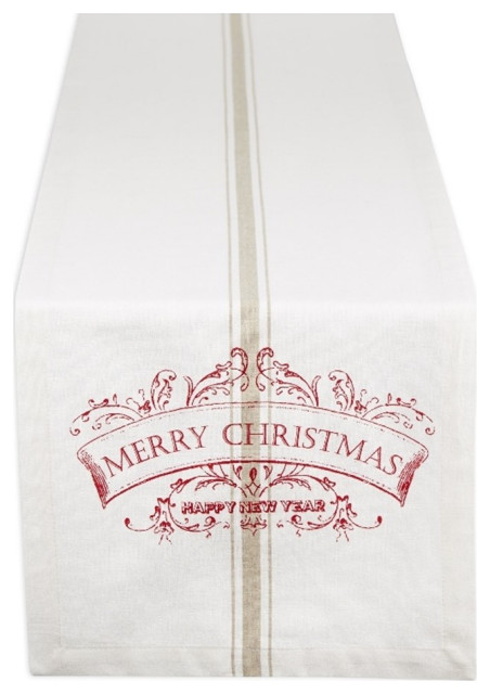 Multi-Color Merry Christmas Printed Cotton Table Runner 14X108
