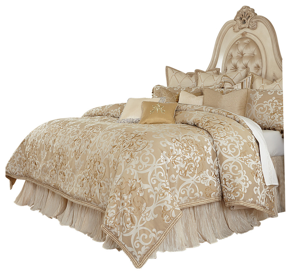 AICO Michael Amini Luxembourg 13Piece King Comforter Set, Creme