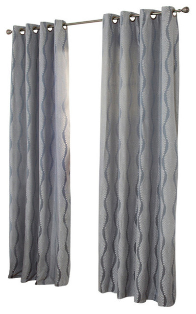 Lavish Home Mia Jacquard Grommet Single Curtain Panel Brown 108-Inch