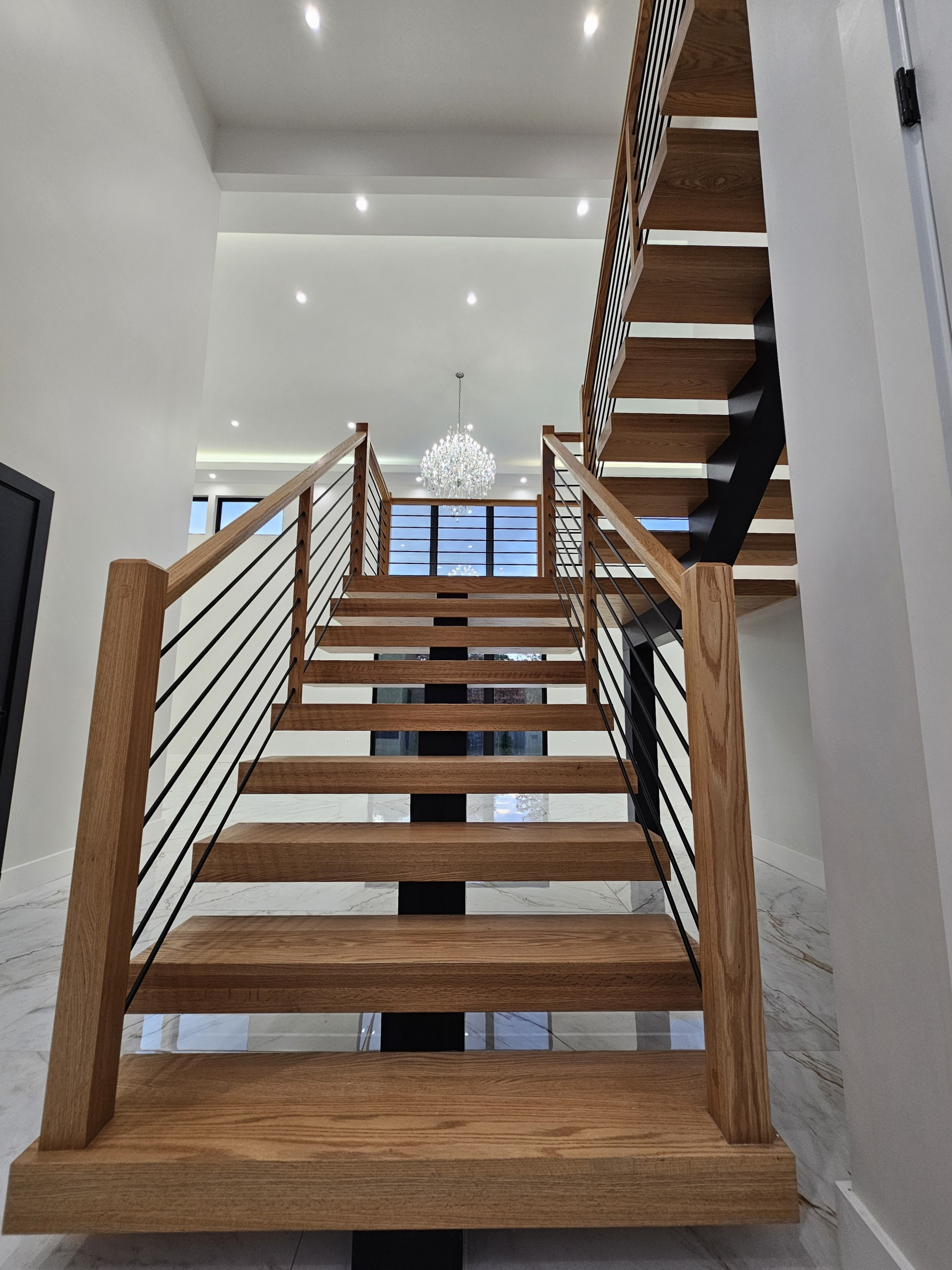 143_Modern Floating Red Oak and Metal Staircase, Sterling, VA