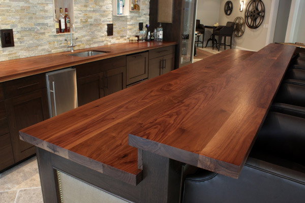 Walnut Bar Top And Walnut Perimater Countertop Contemporary