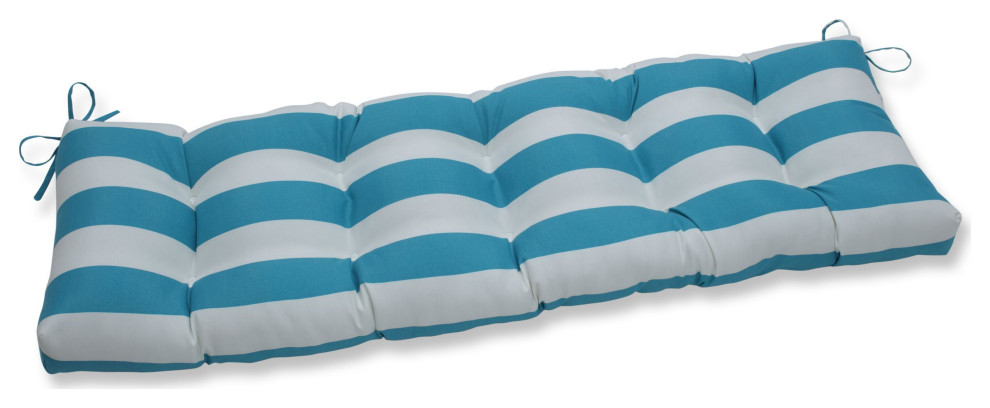 Cabana Stripe Turquoise 56x18" Outdoor Tufted Bench/Swing Cushion