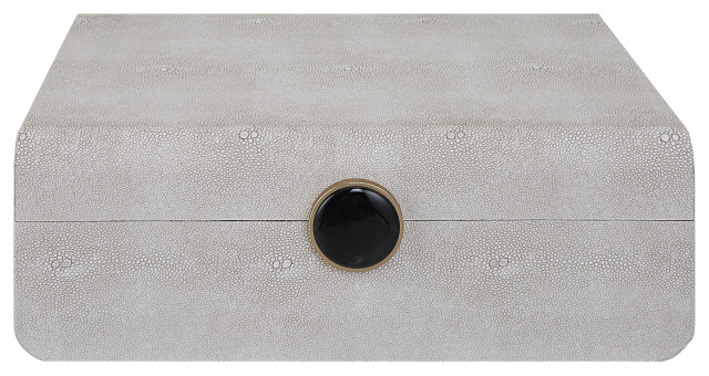Uttermost Lalique 13x5" Faux White Shagreen Decorative Box