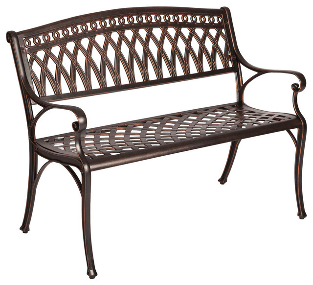 Simone Cast Aluminum Bench Mediterranean Outdoor Benches By