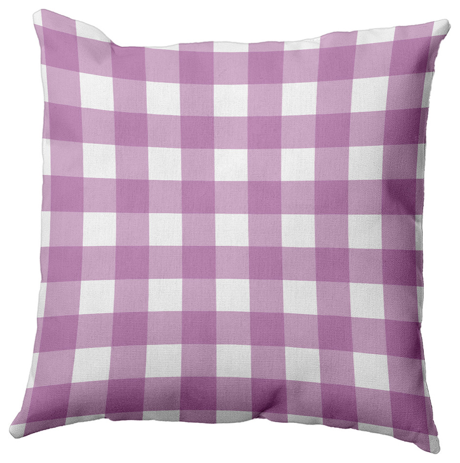Gingham Plaid Accent Pillow, Orchid, 20"x20"