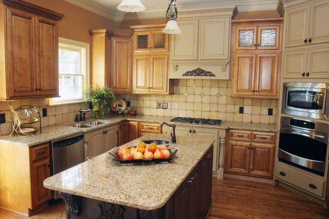 Gold Brazil Granite Countertops Mediterranean Kitchen