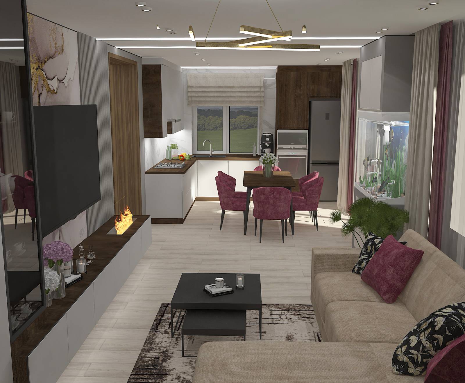 Кухня - гостиная (31,3 кв.м)  в частном доме