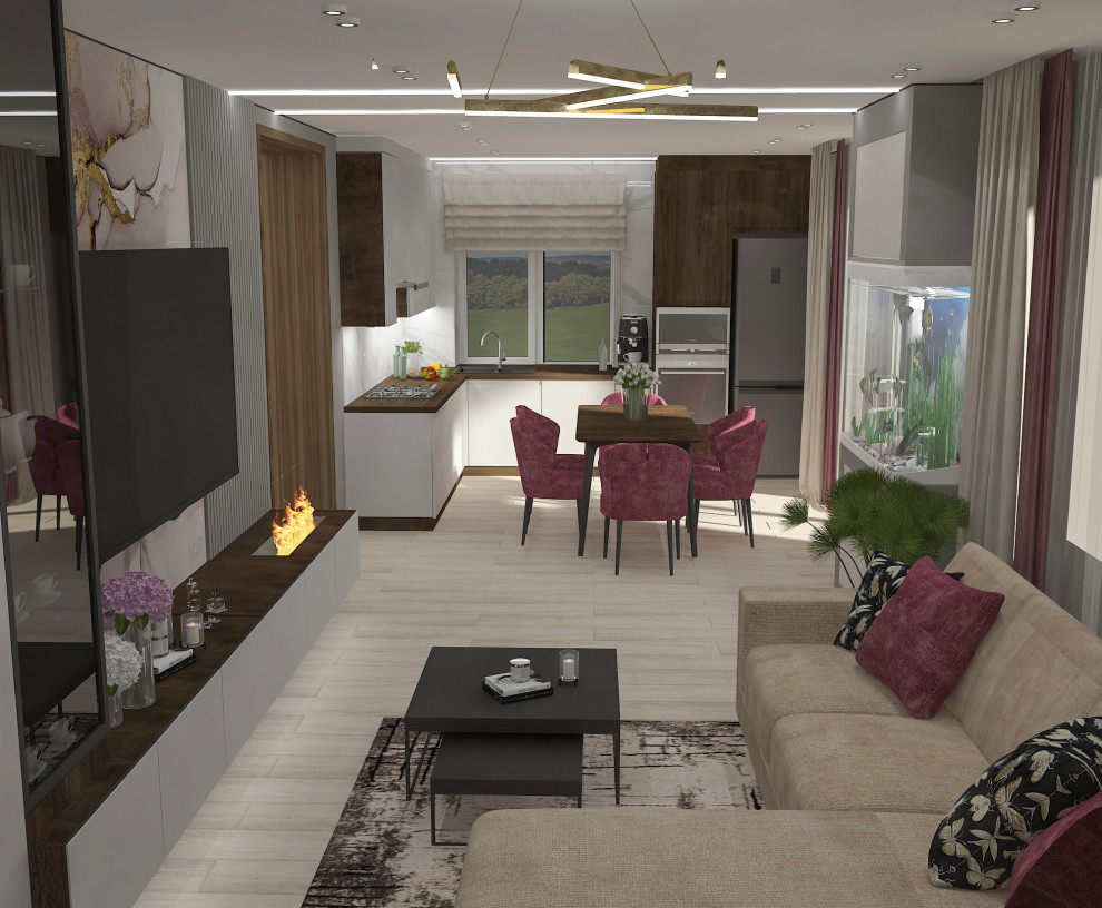 Кухня - гостиная (31,3 кв.м)  в частном доме