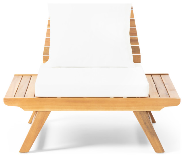 Kailee Outdoor Wooden Club Chairs With Cushions, Single Transitional