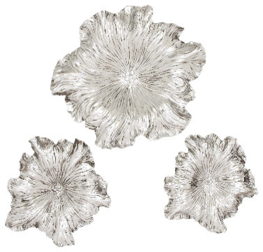 Set Of 3 Round Metal Flowers Wall Plaques Floral Finish Accent Decor Set Of 3 Round Metal Flowers Wall Plaques Floral Finish Accent Decor