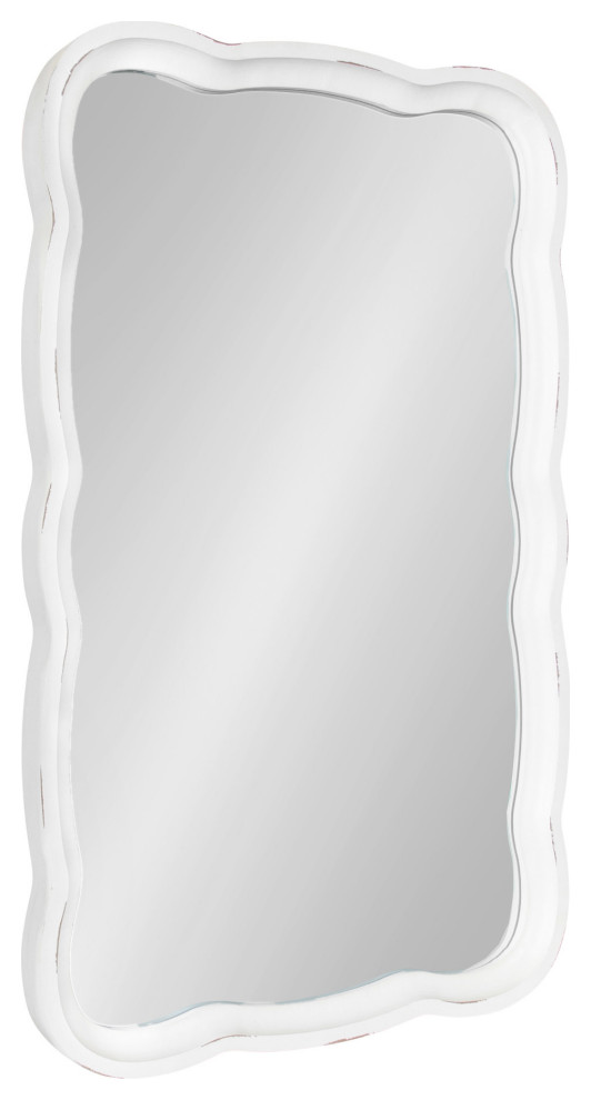 Hatherleigh Scallop Wood Wall Mirror, White 23.5x38
