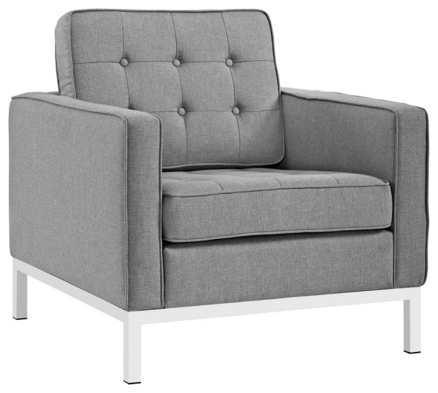 Aaliyah Gray Upholstered Fabric Armchair Contemporary Armchairs And