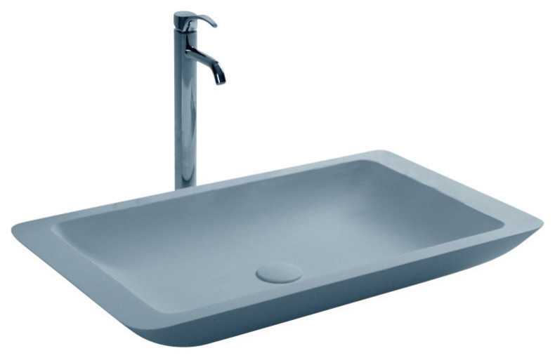 ADM Rectangular Countertop Sink, White, 32" Contemporary Bathroom