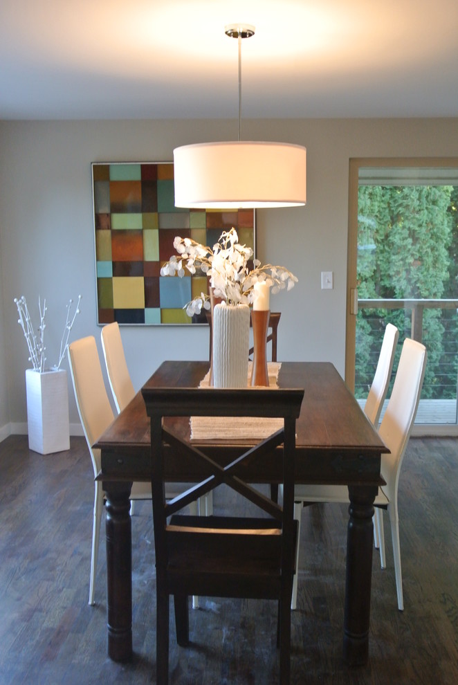 Example of a transitional dining room design in Seattle