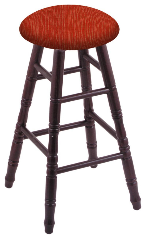 Holland Bar Stool Oak Round Cushion 24" Swivel Counter Stool With Dark