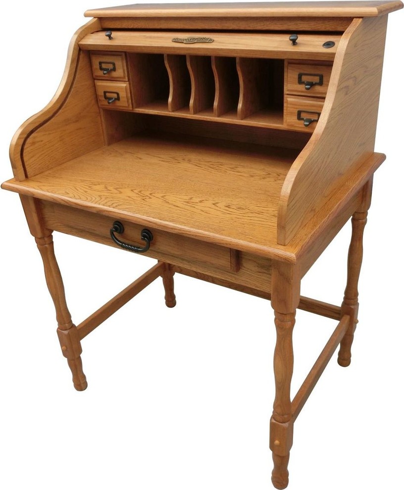 Lonie 32" Mini Roll Top Desk Traditional Desks And Hutches by