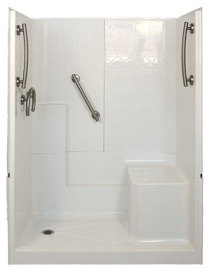 Freedom 32"x60"x77" 3Piece Low Threshold Shower Stall, White Contemporary Shower Stalls And
