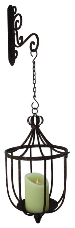 Colonial Wall Sconce Cage Lantern, Candle Holder Flower Pot Indoor Outdoor