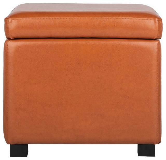 Nathan Flip Top Ottoman Black/ Saddle Contemporary Footstools And