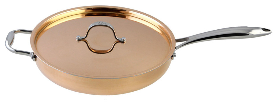 Le Chef 5-Ply Copper Saute Pan With Copper Lid, 3 3/4 qt