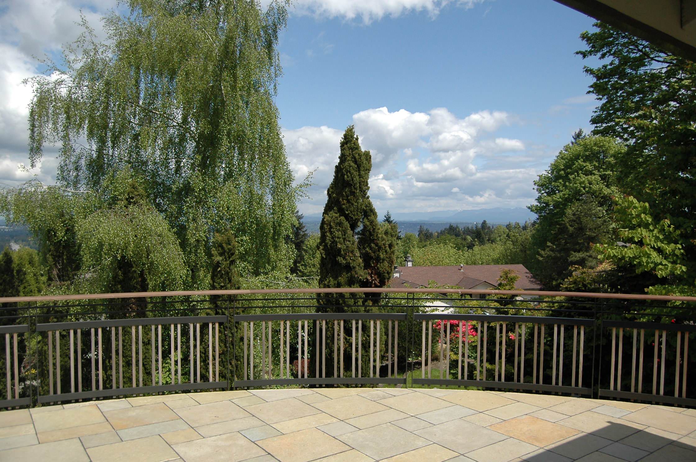 Upper terrace with framed view to the Olympic mountains