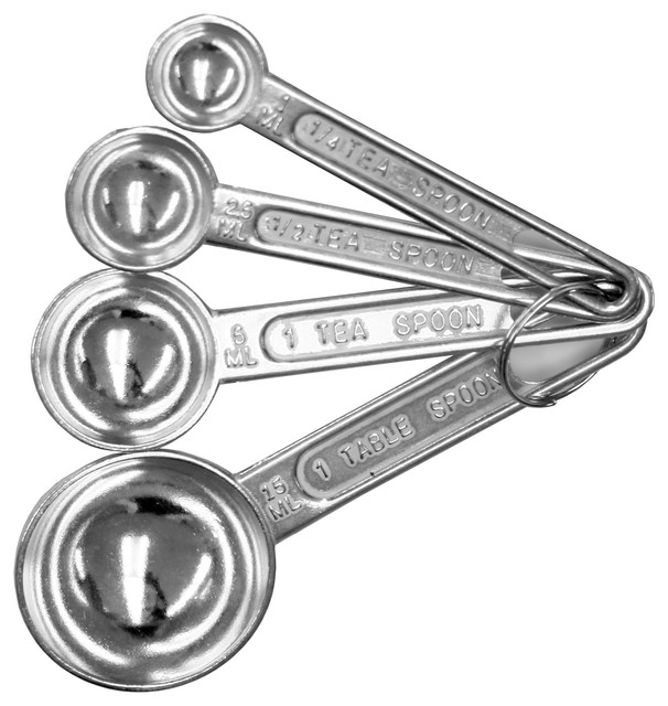 Measuring Spoon Set, Aluminum, 1/4, 1/2, 1 Teaspoon, and 1 Tablespoon