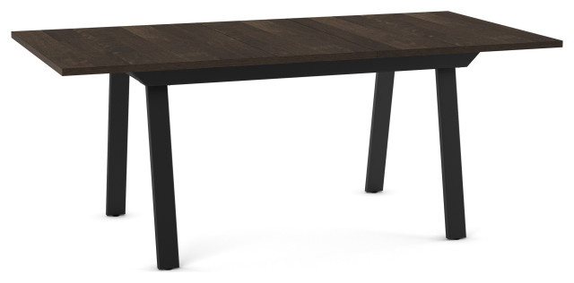 Amisco Drift Extendable Dining Table, Dark Grey Birch Veneer / Black Metal